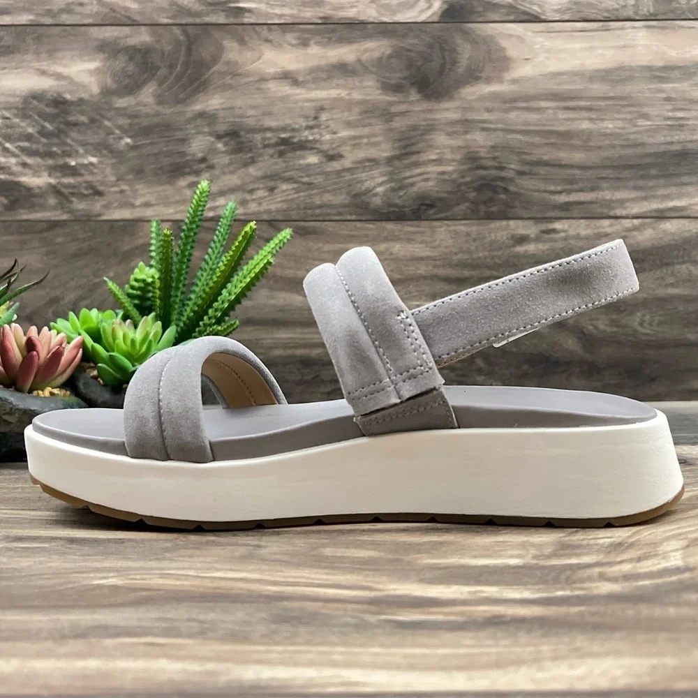 NIB UGG Lynnden Slingback Strappy Platform Sandal Soft Amethyst Grey Suede